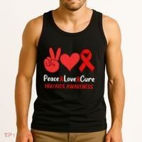 Peace Love Cure World Aids Day HIV/AIDS Awareness Tank Top thumb 3