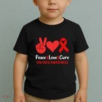 Peace Love Cure World Aids Day HIV/AIDS Awareness Toddler T-Shirt thumb 2