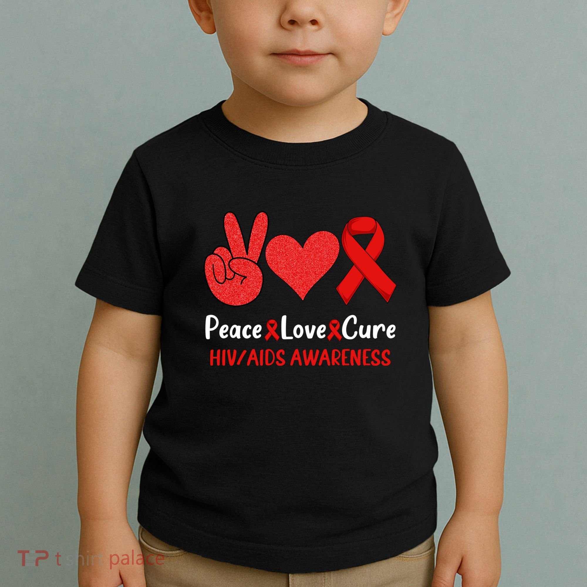 Peace Love Cure World Aids Day HIV/AIDS Awareness Toddler T-Shirt