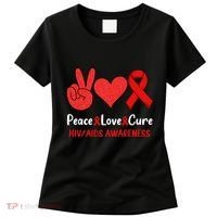 Peace Love Cure World Aids Day HIV/AIDS Awareness Women's T-Shirt thumb 0