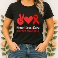 Peace Love Cure World Aids Day HIV/AIDS Awareness Women's T-Shirt thumb 2