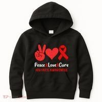 Peace Love Cure World Aids Day HIV/AIDS Awareness Kids Hoodie thumb 0