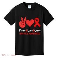Peace Love Cure World Aids Day HIV/AIDS Awareness Kids T-Shirt thumb 0