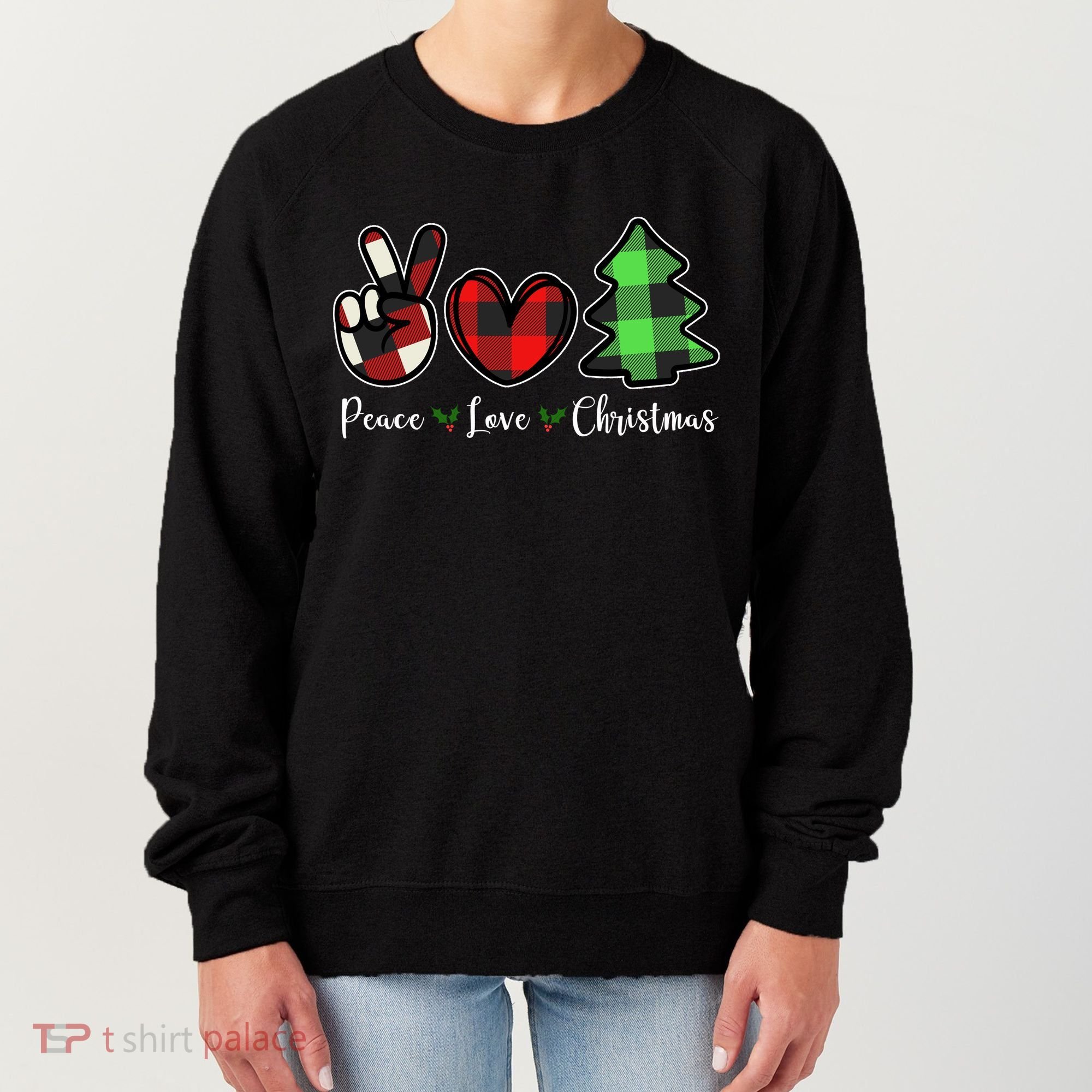 Peace Love Christmas Holiday Festive Gift Women's Sweatshirt
