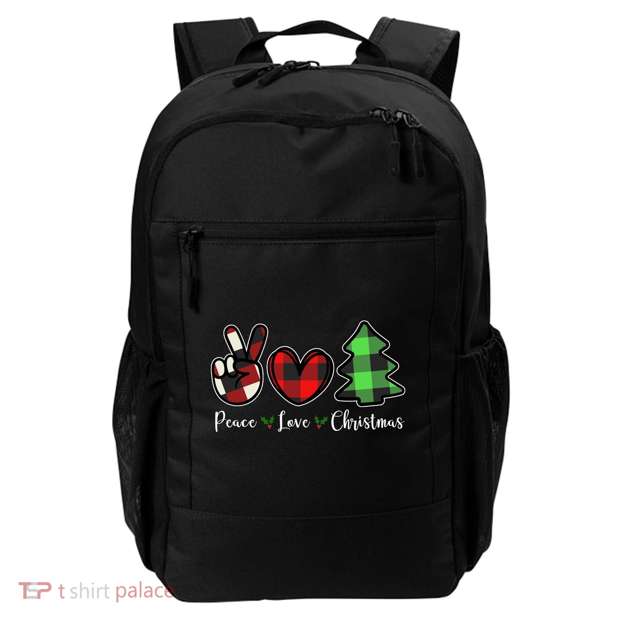 Peace Love Christmas Holiday Festive Gift Backpack