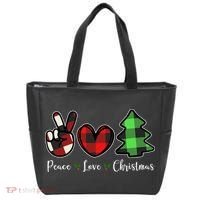 Peace Love Christmas Holiday Festive Gift Tote Bag thumb 0