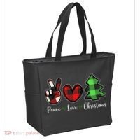 Peace Love Christmas Holiday Festive Gift Tote Bag thumb 2