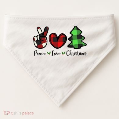 Peace Love Christmas Holiday Festive Gift USA-Made Doggie Bandana