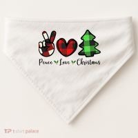 Peace Love Christmas Holiday Festive Gift USA-Made Doggie Bandana thumb 0