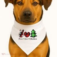 Peace Love Christmas Holiday Festive Gift USA-Made Doggie Bandana thumb 1