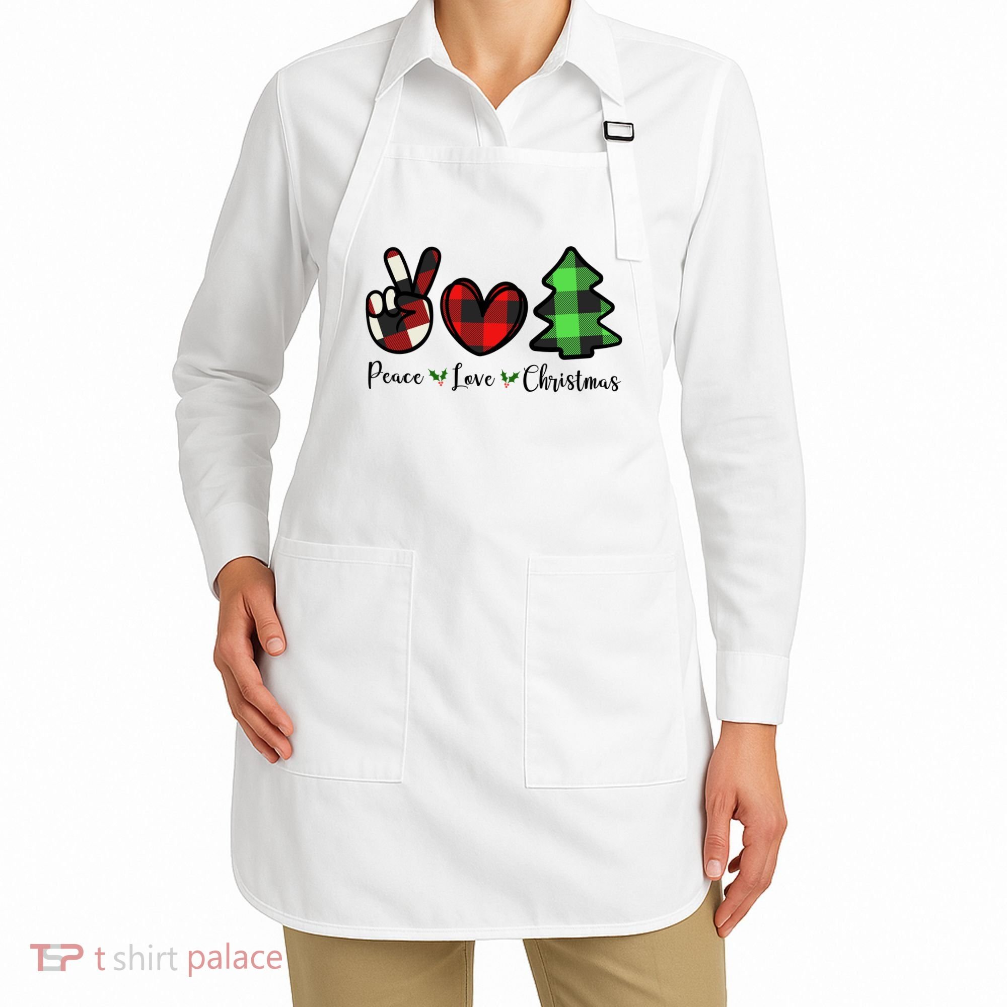 Peace Love Christmas Holiday Festive Gift Apron