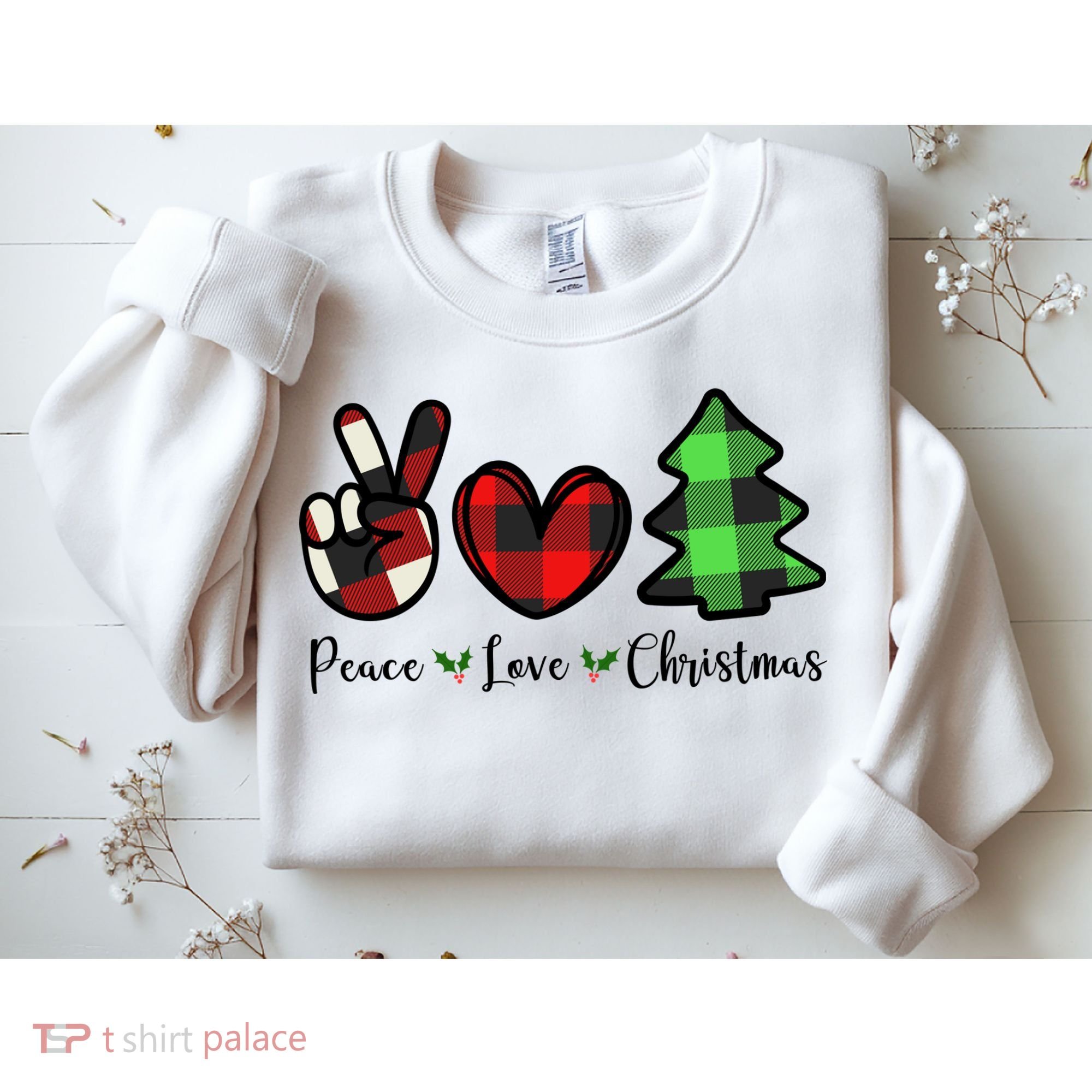 Peace Love Christmas Holiday Festive Gift Sweatshirt
