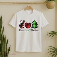 Peace Love Christmas Holiday Festive Gift T-Shirt thumb 2