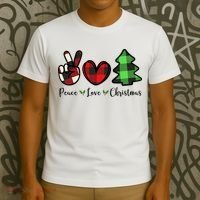 Peace Love Christmas Holiday Festive Gift T-Shirt thumb 3