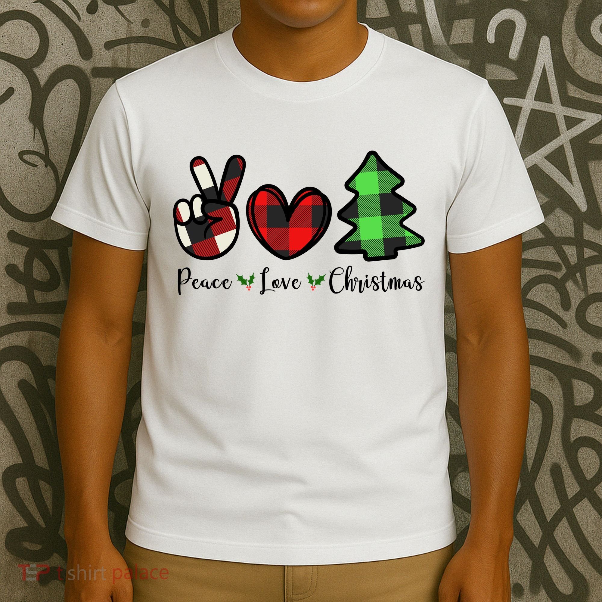 Peace Love Christmas Holiday Festive Gift T-Shirt