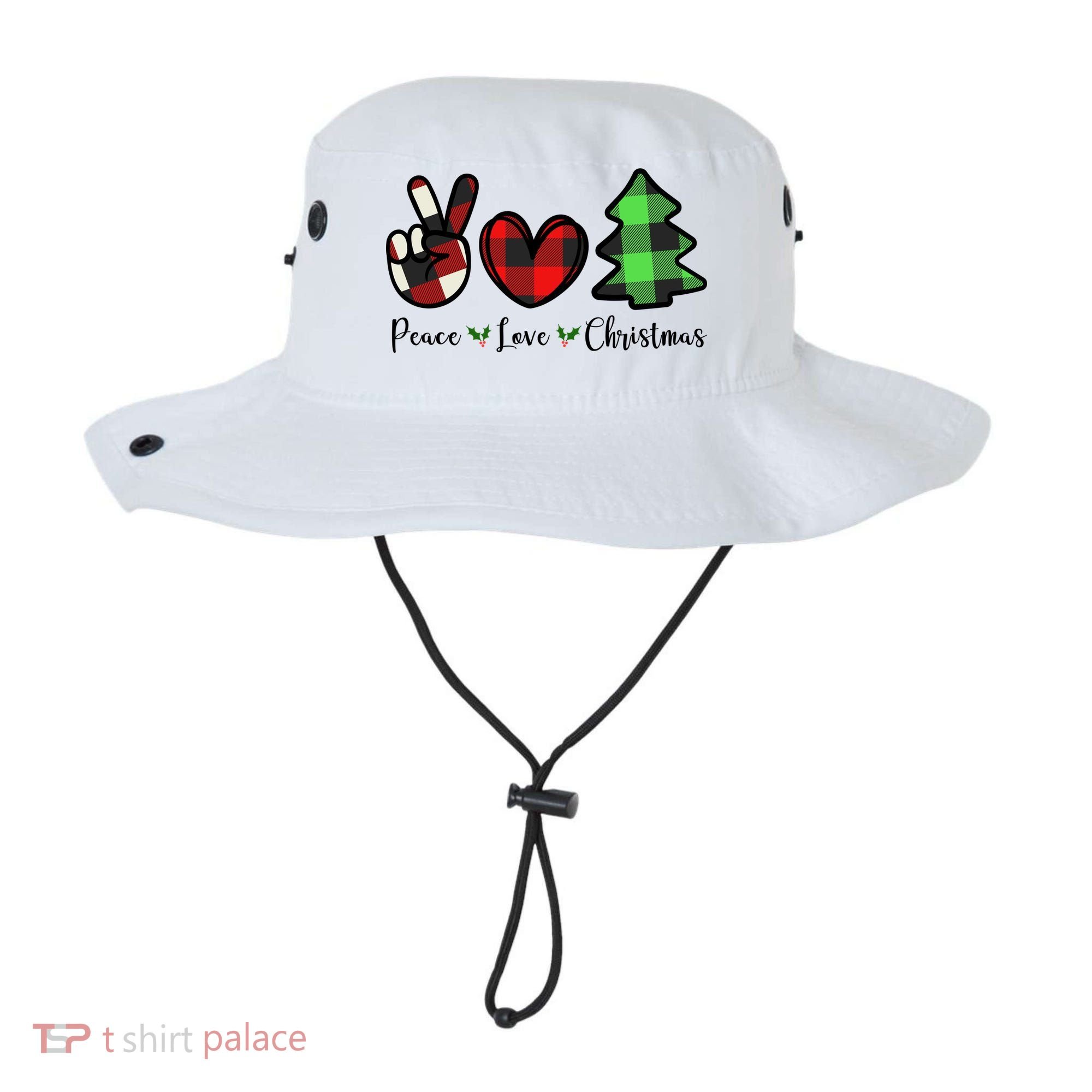 Peace Love Christmas Holiday Festive Gift Bucket Hat