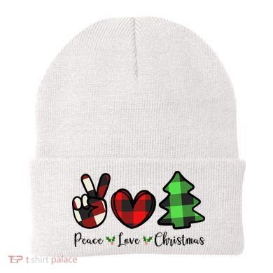 Peace Love Christmas Holiday Festive Gift Beanie