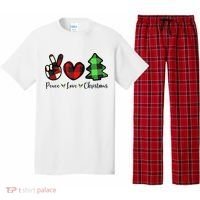 Peace Love Christmas Holiday Festive Gift Pajama Set thumb 0