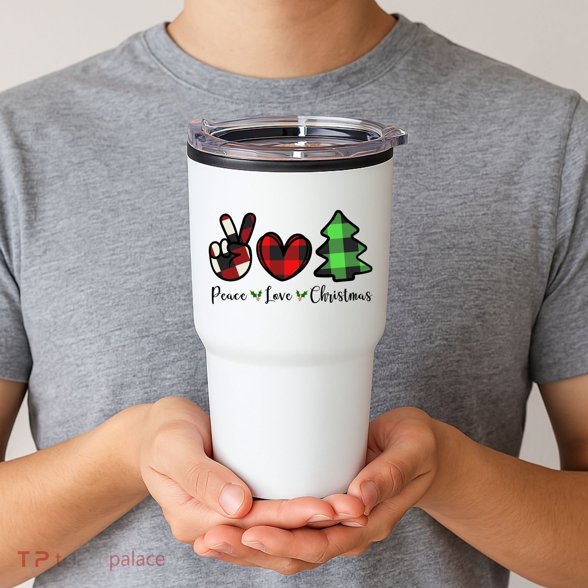 Peace Love Christmas Holiday Festive Gift Tumbler