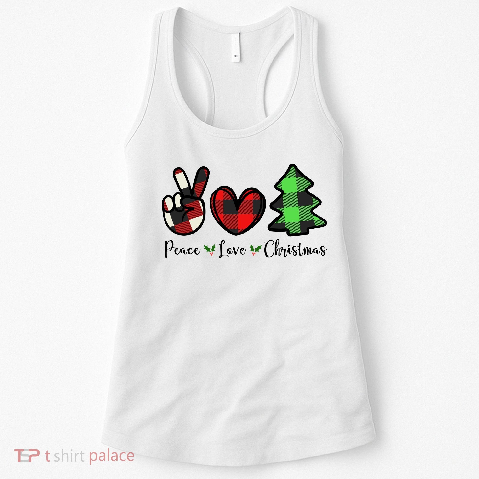 Peace Love Christmas Holiday Festive Gift Women's Tank Top