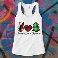 Peace Love Christmas Holiday Festive Gift Women's Tank Top thumb 3