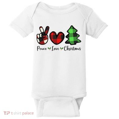 Peace Love Christmas Holiday Festive Gift Baby Bodysuit