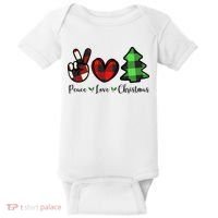 Peace Love Christmas Holiday Festive Gift Baby Bodysuit thumb 0
