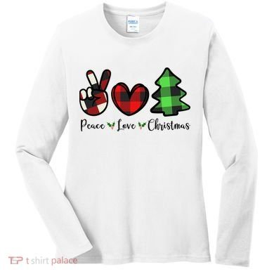 Peace Love Christmas Holiday Festive Gift Women's Long Sleeve Shirt