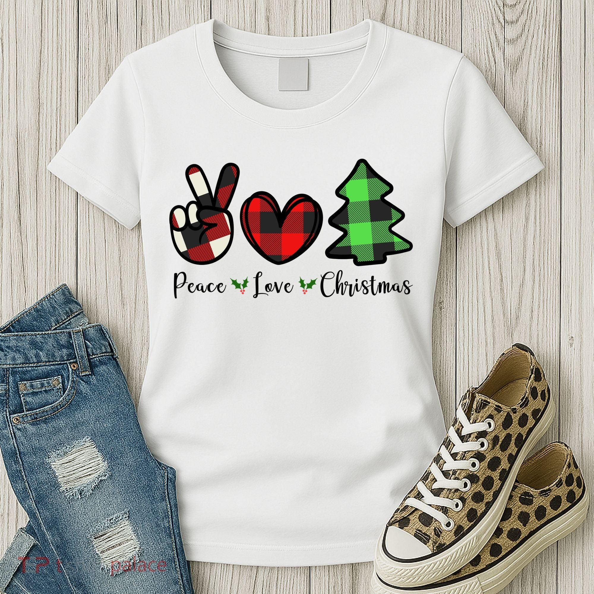 Peace Love Christmas Holiday Festive Gift Women's T-Shirt