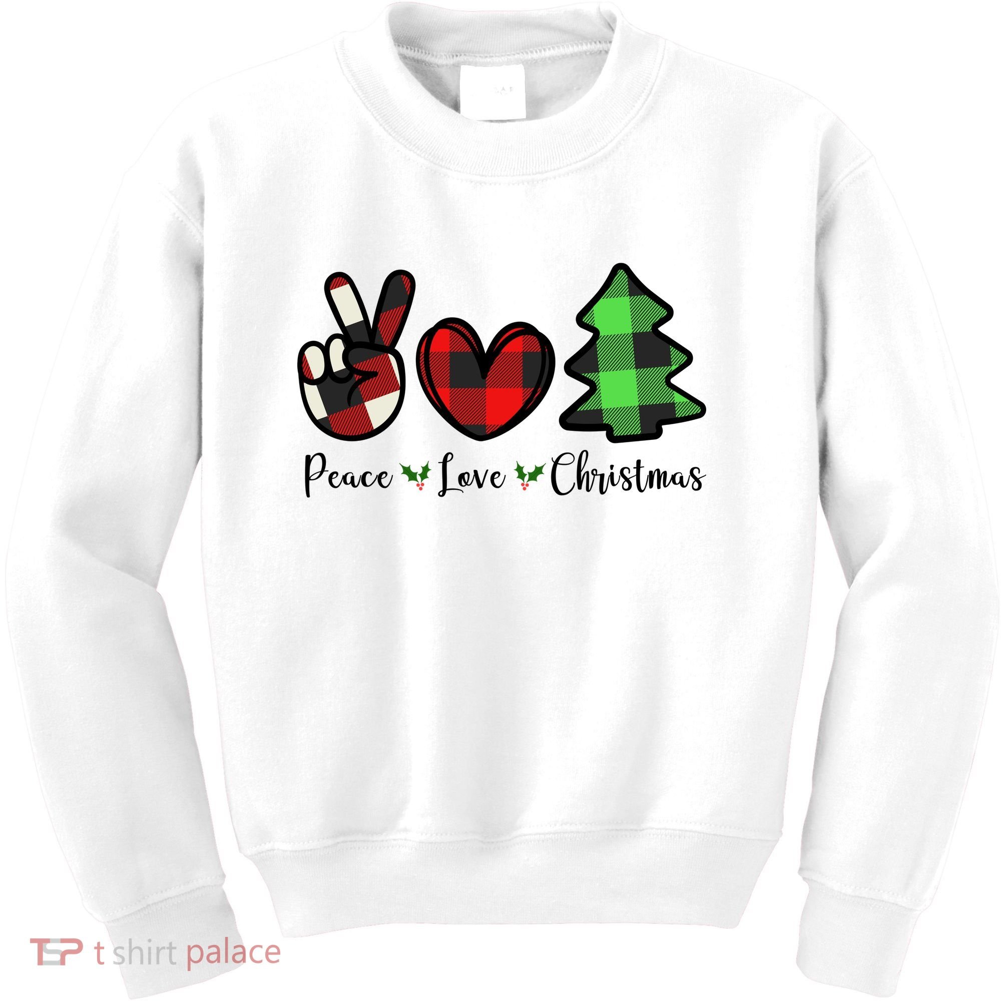 Peace Love Christmas Holiday Festive Gift Kids Sweatshirt