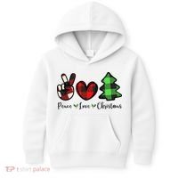 Peace Love Christmas Holiday Festive Gift Kids Hoodie thumb 0