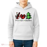 Peace Love Christmas Holiday Festive Gift Kids Hoodie thumb 4