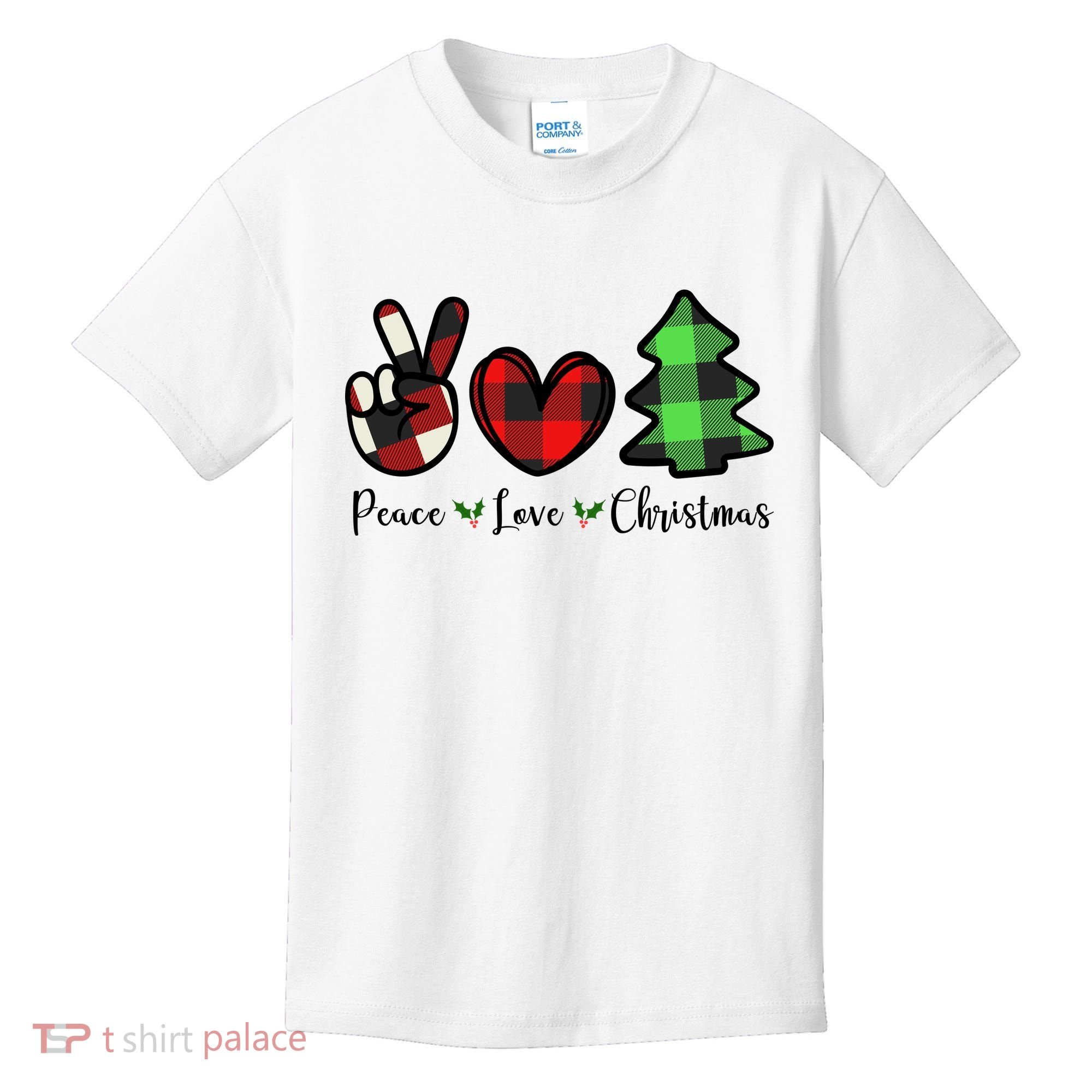 Peace Love Christmas Holiday Festive Gift Kids T-Shirt