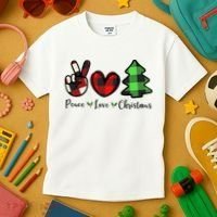 Peace Love Christmas Holiday Festive Gift Kids T-Shirt thumb 3