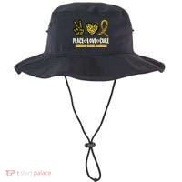 Peace Love Cure Childhood Cancer Awareness Bucket Hat thumb 0