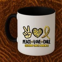 Peace Love Cure Childhood Cancer Awareness Coffee Mug thumb 2