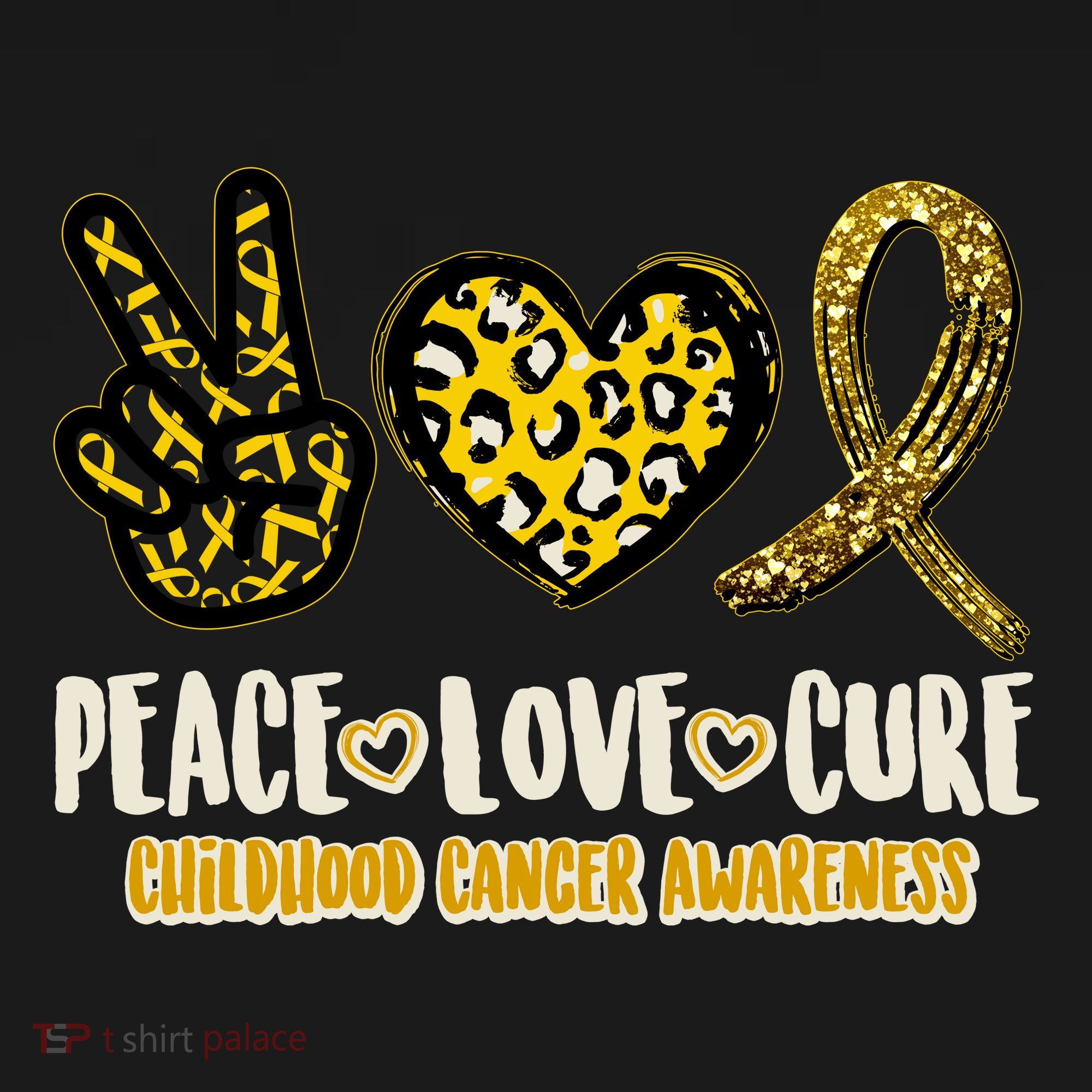 Peace Love Cure Childhood Cancer Awareness Women's Hoodie