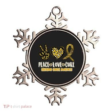 Peace Love Cure Childhood Cancer Awareness Ornament