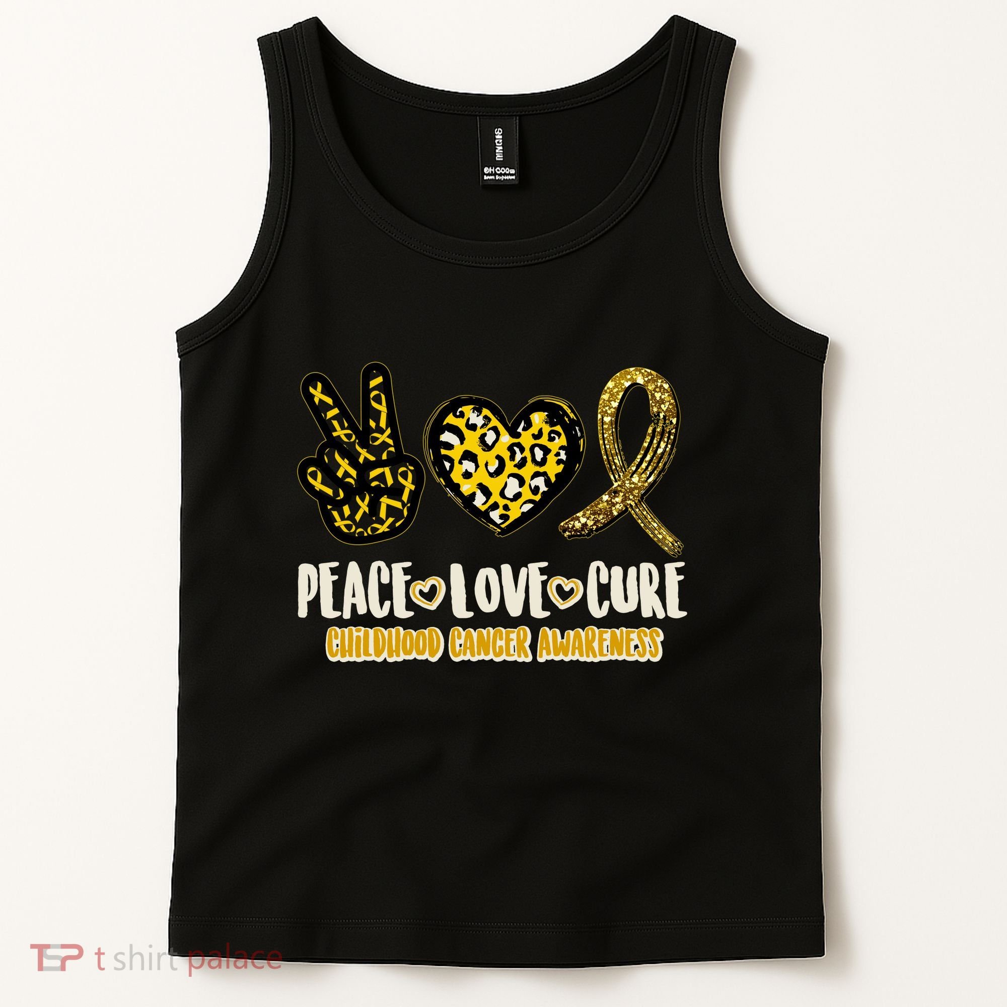 Peace Love Cure Childhood Cancer Awareness Tank Top