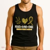 Peace Love Cure Childhood Cancer Awareness Tank Top thumb 3