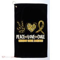 Peace Love Cure Childhood Cancer Awareness Golf Towel thumb 0