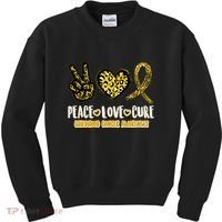 Peace Love Cure Childhood Cancer Awareness Kids Sweatshirt thumb 0