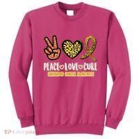 Peace Love Cure Childhood Cancer Awareness Sweatshirt thumb 0