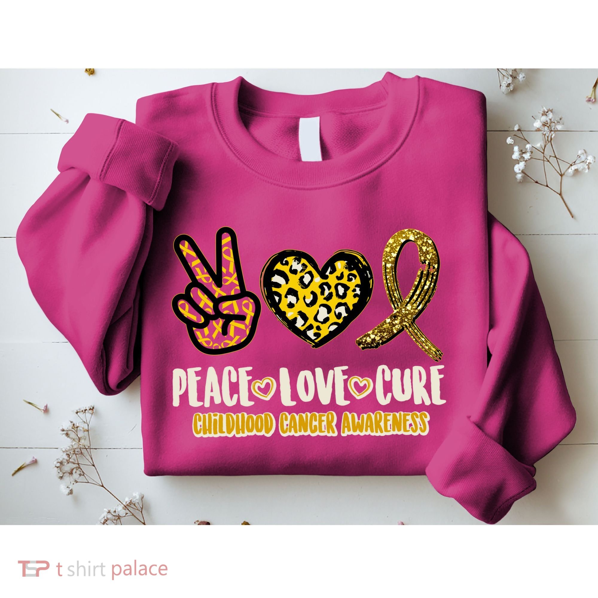 Peace Love Cure Childhood Cancer Awareness Sweatshirt