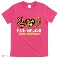 Peace Love Cure Childhood Cancer Awareness T-Shirt thumb 0
