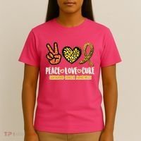 Peace Love Cure Childhood Cancer Awareness T-Shirt thumb 4