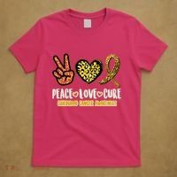 Peace Love Cure Childhood Cancer Awareness T-Shirt thumb 5