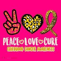 Peace Love Cure Childhood Cancer Awareness T-Shirt thumb 7
