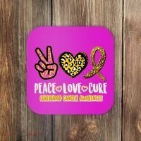 Peace Love Cure Childhood Cancer Awareness Coaster thumb 0