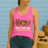 Peace Love Cure Childhood Cancer Awareness Women's Tank Top thumb 2